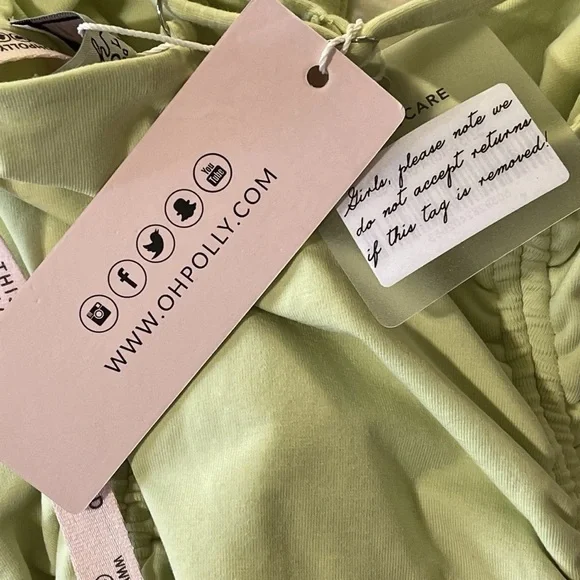 Oh Polly Lime Green Ruched Bodycon Mini Dress Club-Girl Y2K Baddie Size 6 NWT - Picture 8 of 11